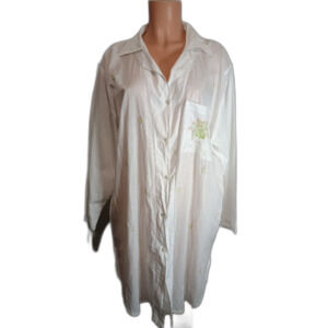 Floral Embroidered Button-Up Nightshirt Size Large